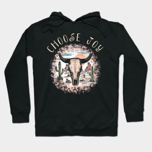 Choose Joy Bull Skull Desert Hoodie